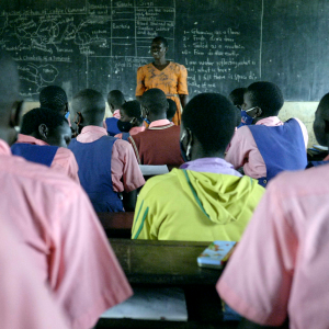 disciplined school classroom in Uganda